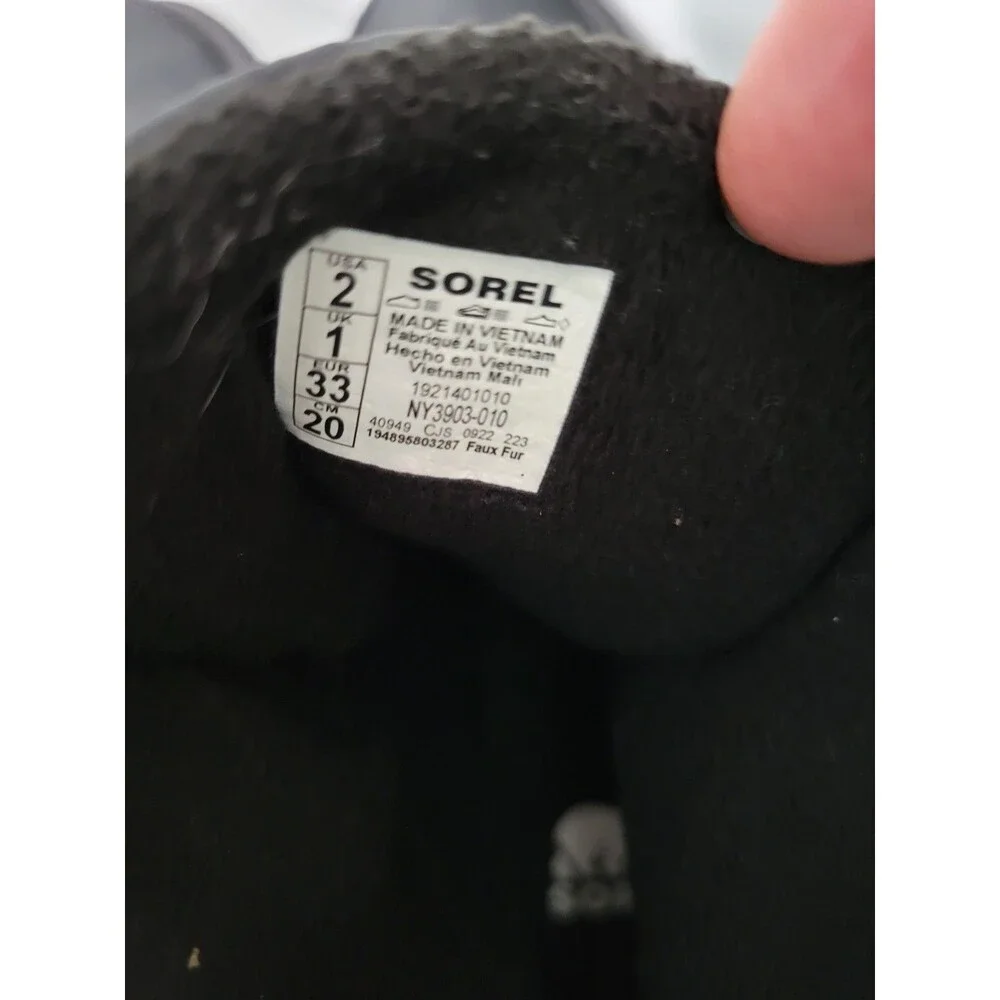 Sorel Whitney Toddler Shoes Size 2 (Big Boy) Black   Waterproof Boots Unisex